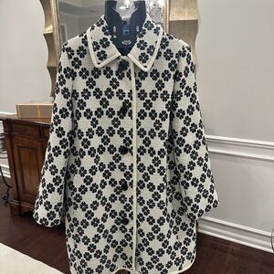 Kate Spade Black Floral on Cream Coat